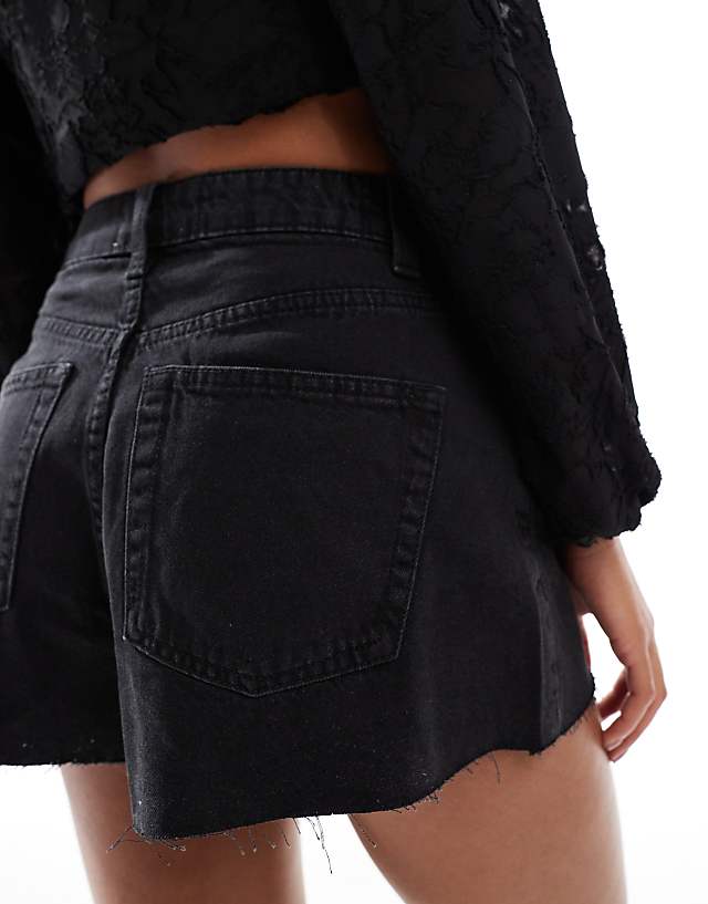 ASOS DESIGN Denim A Line Short In Wash Black