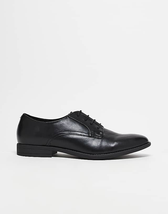 ASOS DESIGN Derby Shoes In Black Faux Leather