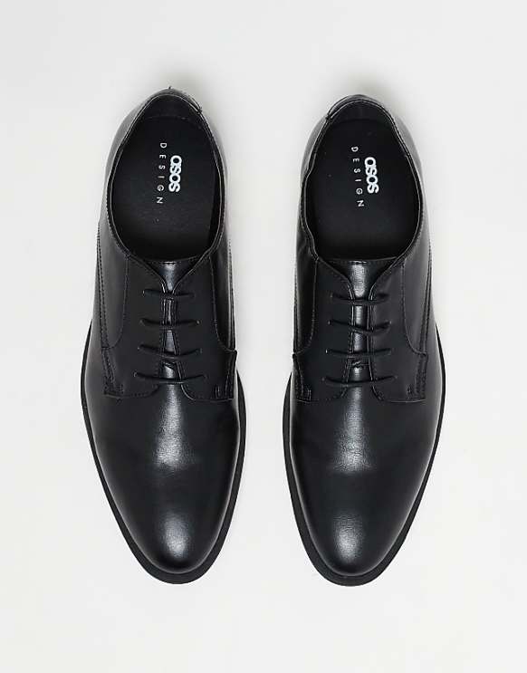 ASOS DESIGN derby shoes in black faux leather