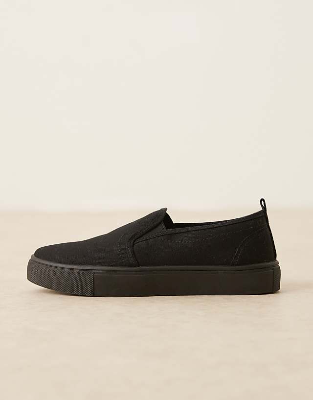 ASOS DESIGN Dotty Slip On Plimsolls In Black