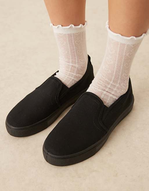 ASOS DESIGN Dotty Slip On Plimsolls In Black
