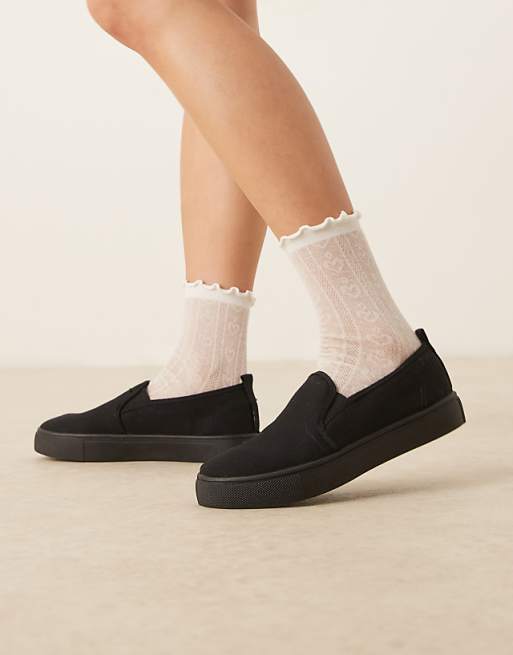 ASOS DESIGN Dotty Slip On Plimsolls In Black