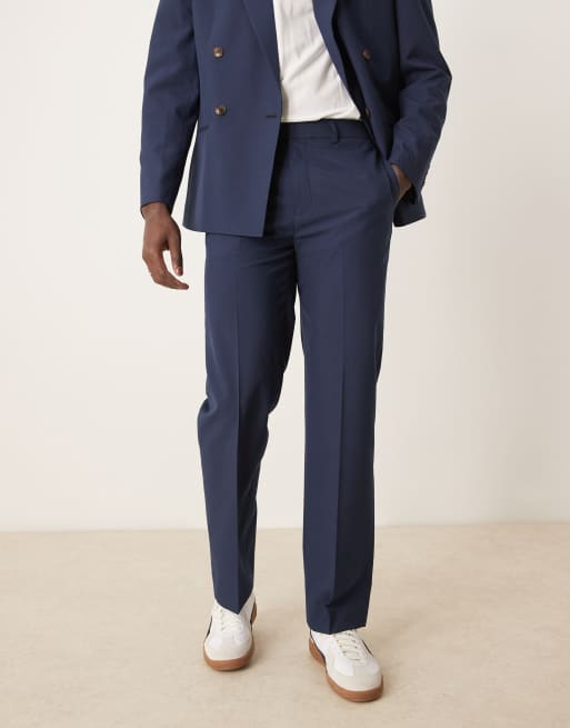 ASOS DESIGN Double Breasted Slim Suit In Navy
