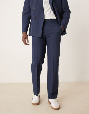 ASOS DESIGN Double Breasted Slim Suit In Navy
