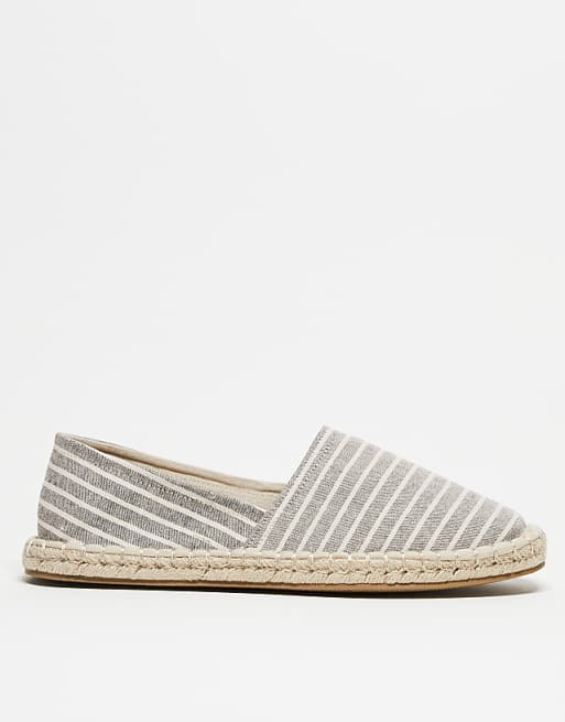 ASOS DESIGN Espadrilles In Grey Stripe Canvas