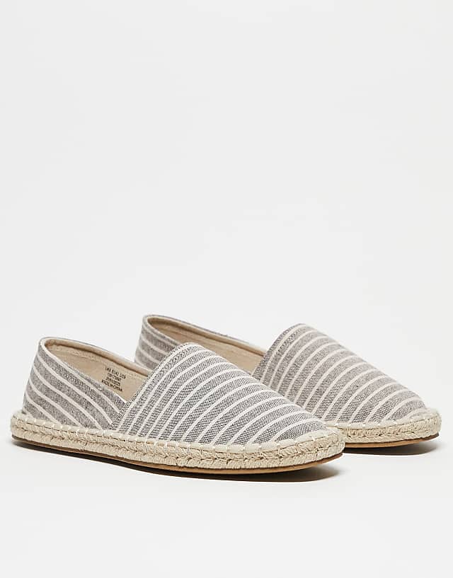 ASOS DESIGN Espadrilles In Grey Stripe Canvas