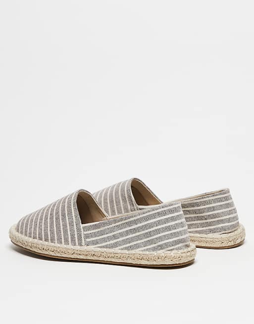 ASOS DESIGN Espadrilles In Grey Stripe Canvas
