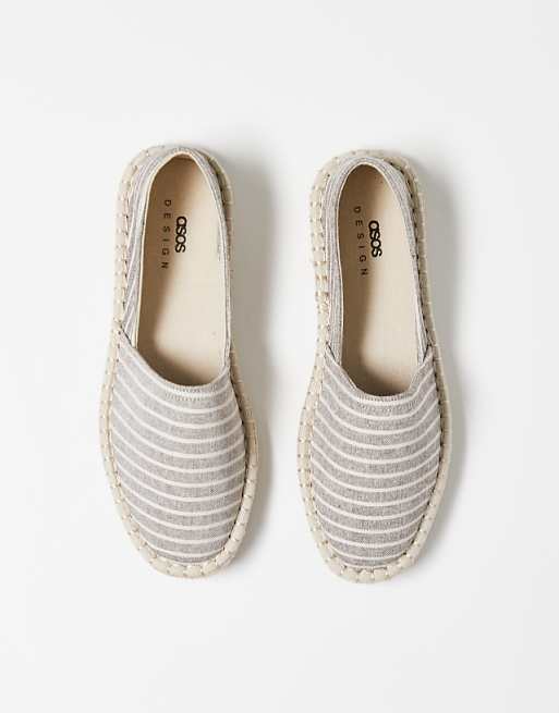 ASOS DESIGN espadrilles in grey stripe canvas