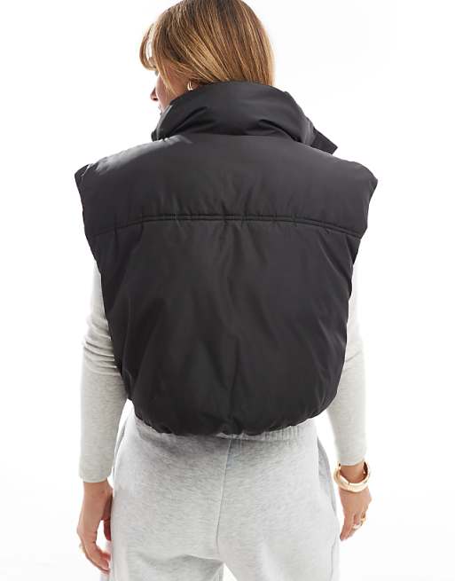 ASOS DESIGN Funnel Neck Puffer Gilet In Black
