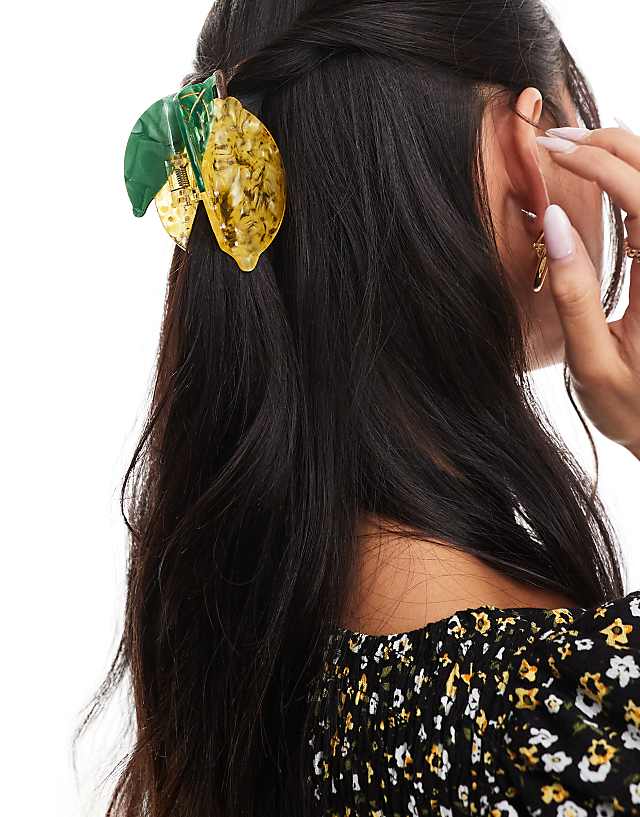 ASOS DESIGN Hair Claw In Lemon Design