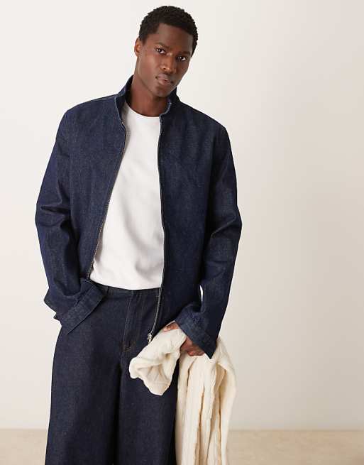 ASOS DESIGN Harrington Jacket In Raw Denim