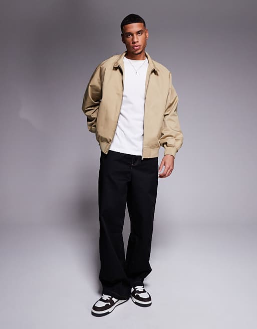 ASOS DESIGN Harrington Jacket In Stone - NUDE