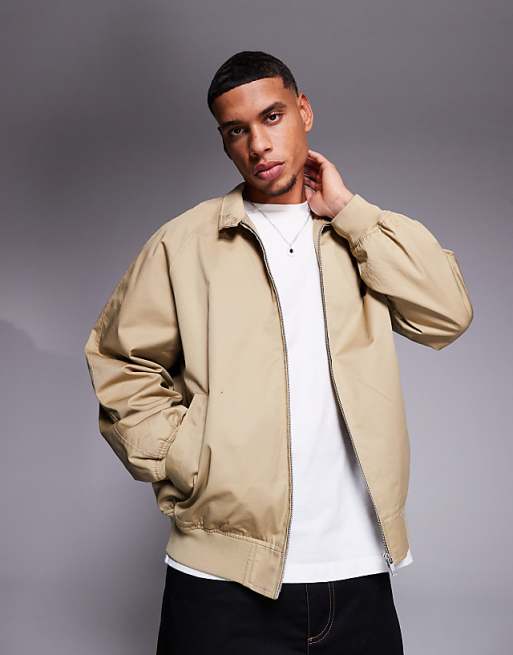 ASOS DESIGN Harrington Jacket In Stone - NUDE