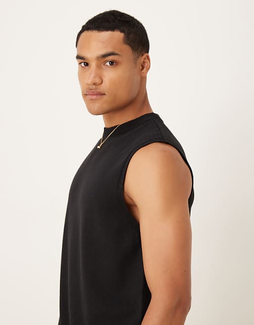 ASOS DESIGN Knitted Crew Neck Vest In Black