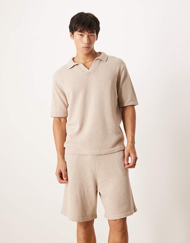 ASOS DESIGN knitted shorts co-ord in mink