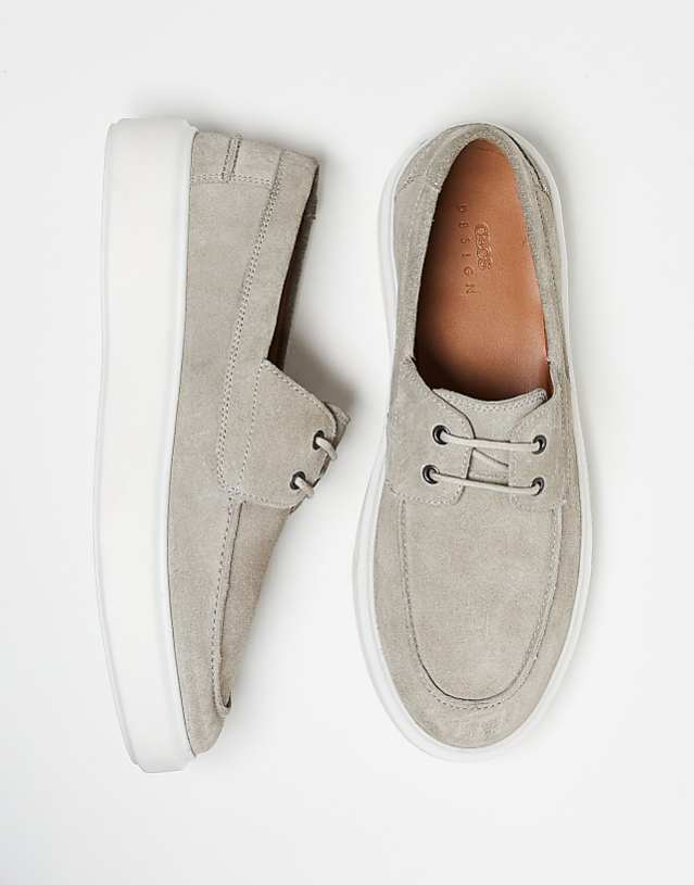 ASOS DESIGN Lace Up Shoes In Grey Suede
