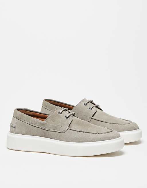 ASOS DESIGN Lace Up Shoes In Grey Suede