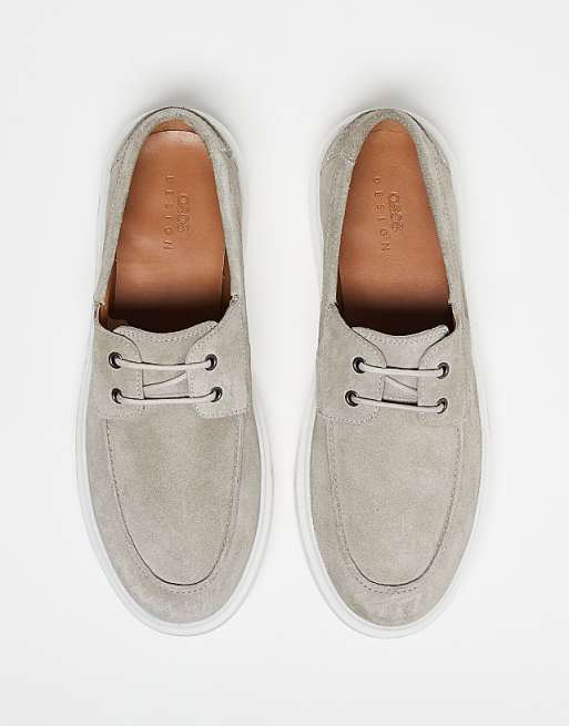 ASOS DESIGN Lace Up Shoes In Grey Suede