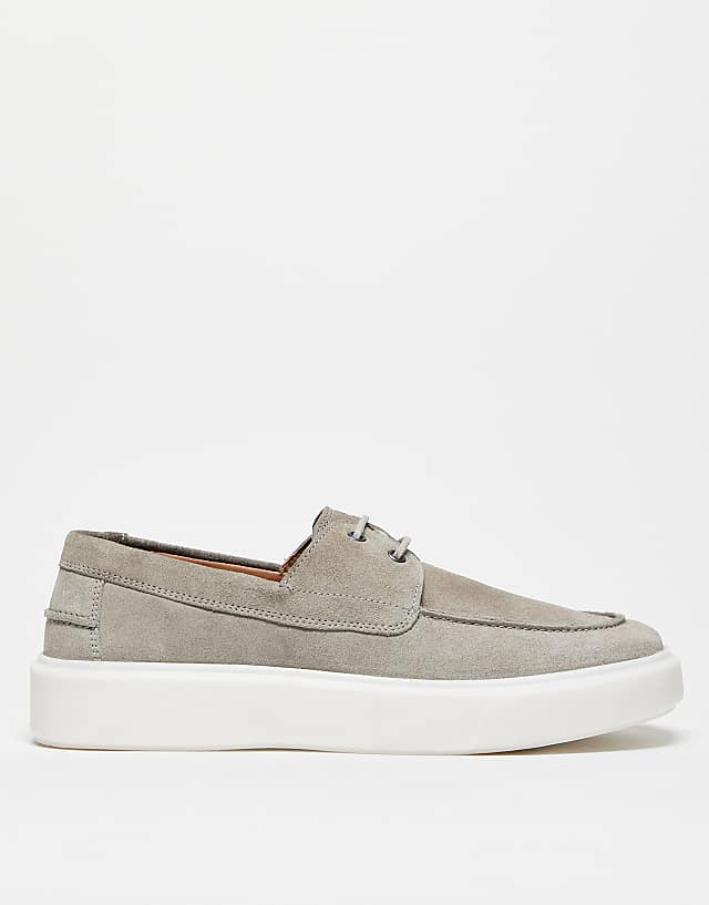 ASOS DESIGN lace up shoes in grey suede