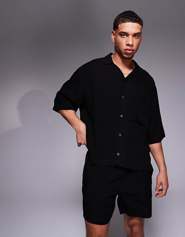 ASOS DESIGN Linen Co-ord In Black