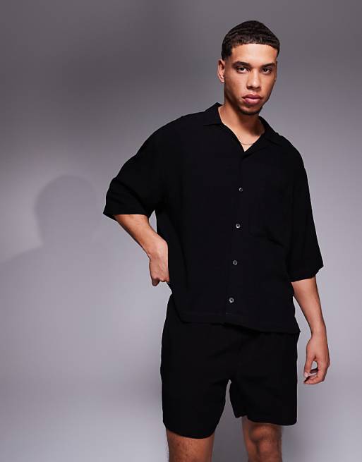 ASOS DESIGN linen co-ord in black