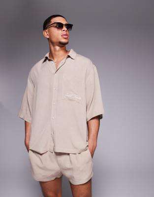 ASOS DESIGN Linen Co-ord In Tan