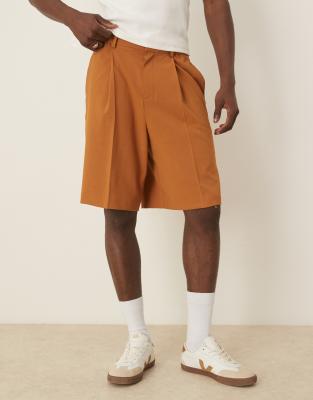 ASOS DESIGN Linen Look Boxy Suit In Rust