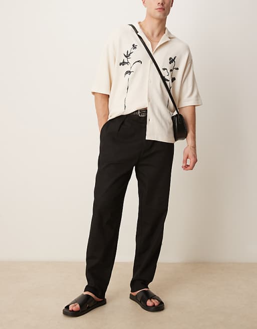 ASOS DESIGN Linen Look Co Ord In Black