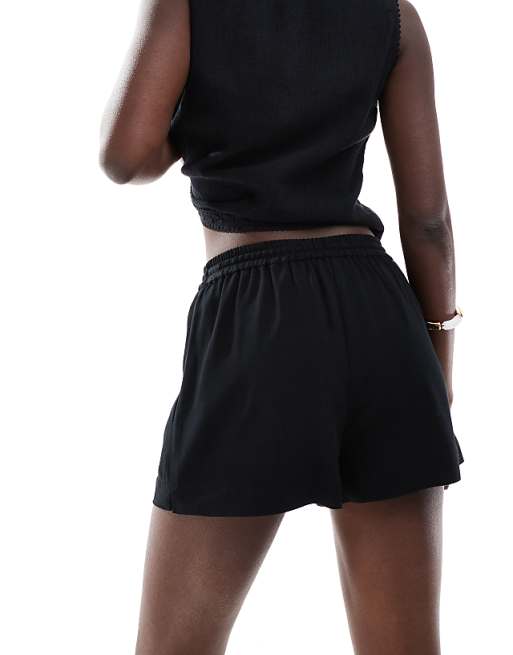 ASOS DESIGN Linen Look Co-ord Short In Black