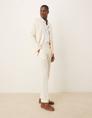 ASOS DESIGN Linen Look Slim Suit In Ecru
