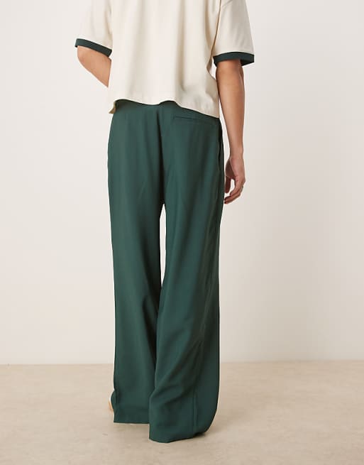 ASOS DESIGN Loose Fit Smart Trousers In Green