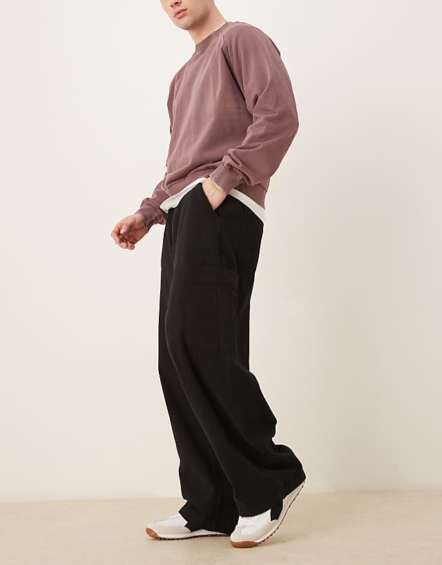 ASOS DESIGN Oversized Baggy Cargos In Black