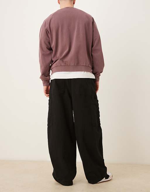 ASOS DESIGN Oversized Baggy Cargos In Black