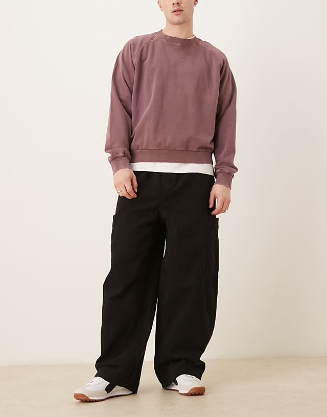 ASOS DESIGN oversized baggy cargos in black