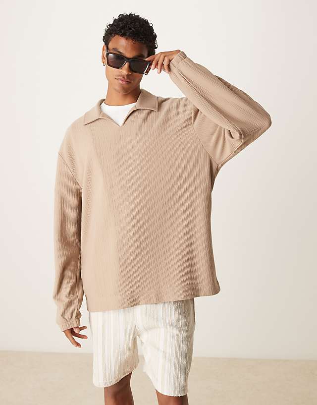 ASOS DESIGN Oversized Polo In Brown
