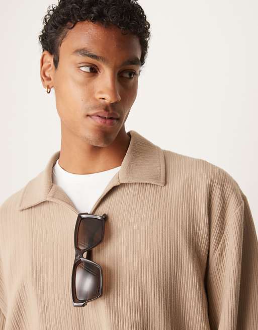ASOS DESIGN Oversized Polo In Brown