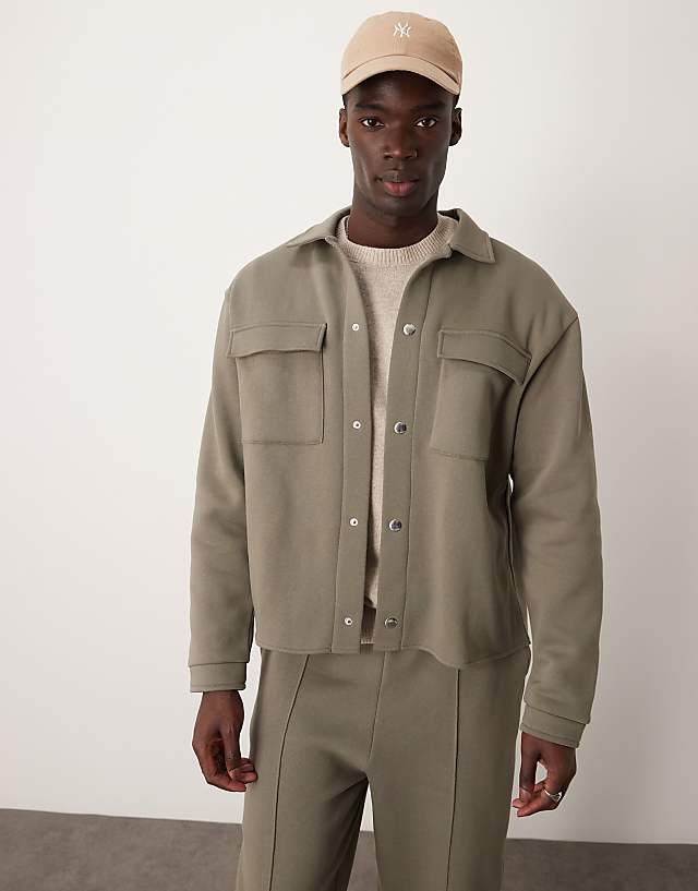 ASOS DESIGN Oversized Shacket In Khaki