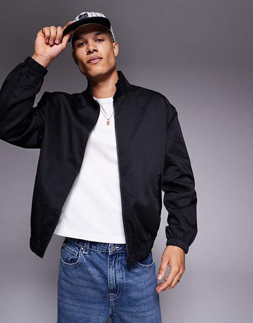 ASOS DESIGN oversized track jacket in black