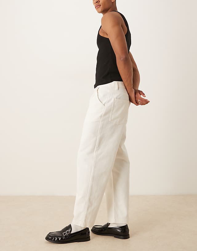 ASOS DESIGN Relaxed Tapered Jeans In Ecru