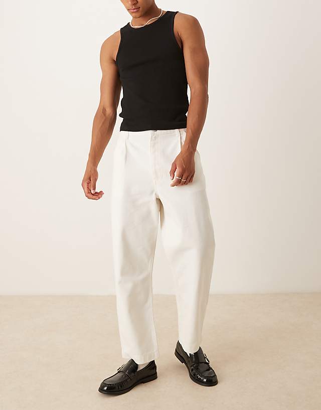 ASOS DESIGN relaxed tapered jeans in ecru