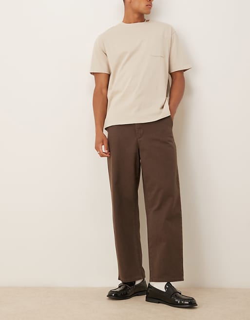 ASOS DESIGN Relaxed Tapered Trousers In Brown