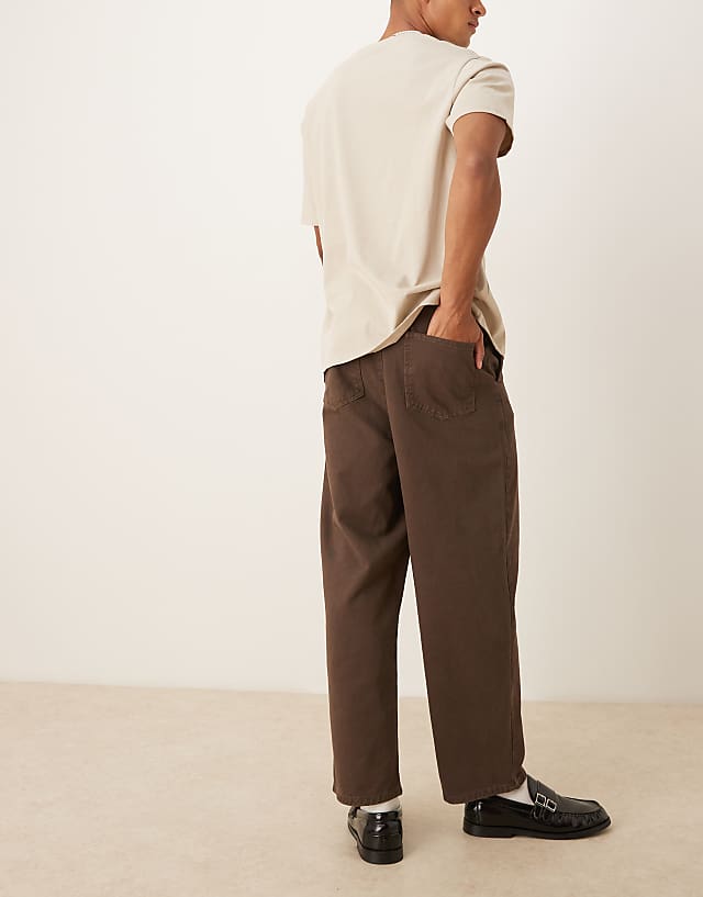 ASOS DESIGN Relaxed Tapered Trousers In Brown