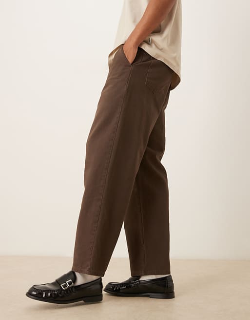 ASOS DESIGN Relaxed Tapered Trousers In Brown