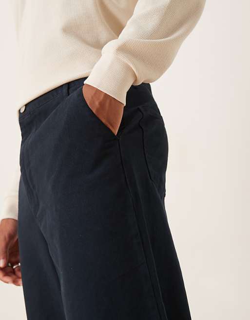 ASOS DESIGN Relaxed Tapered Trousers In Navy