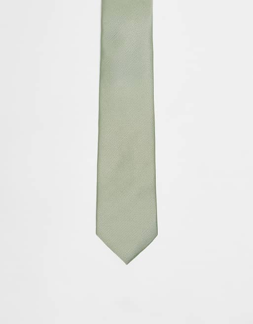 ASOS DESIGN Satin Tie In Sage Green