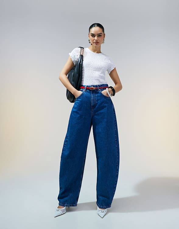 ASOS DESIGN Shirred Tshirt In White