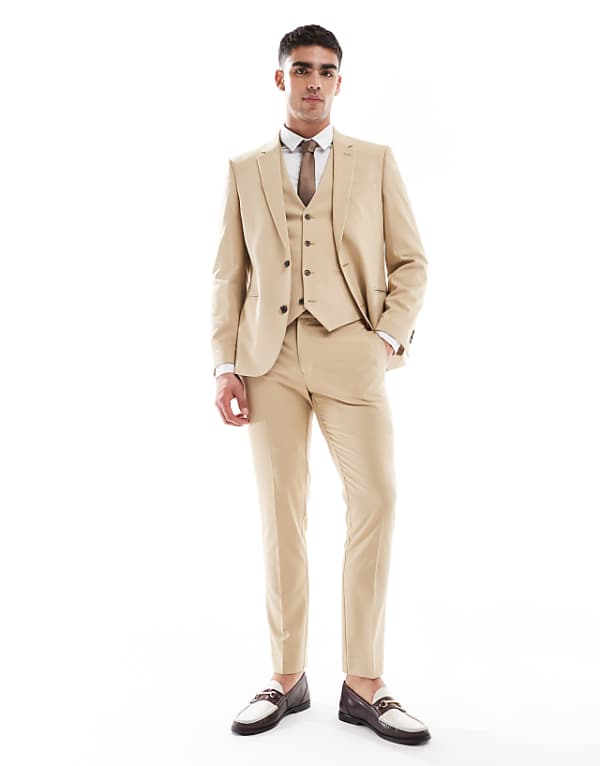ASOS DESIGN skinny suit in beige