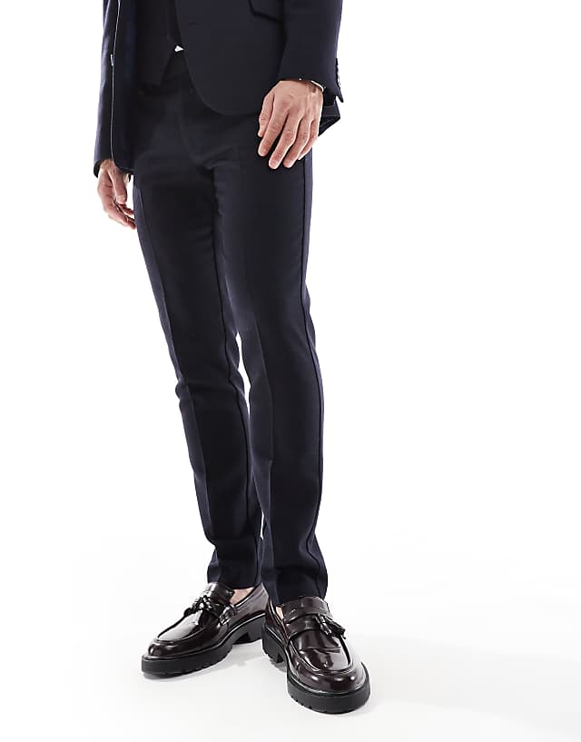 ASOS DESIGN Skinny Suit With Wool In Navy