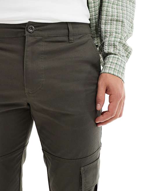 ASOS DESIGN Slim Cargo Trouser In Dark Khaki