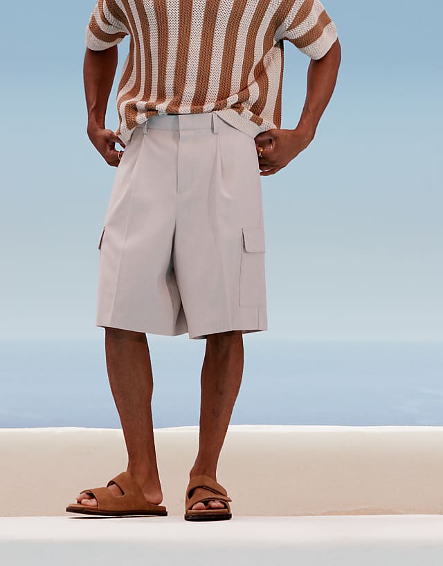 ASOS DESIGN Smart Cargo Shorts In Neutral